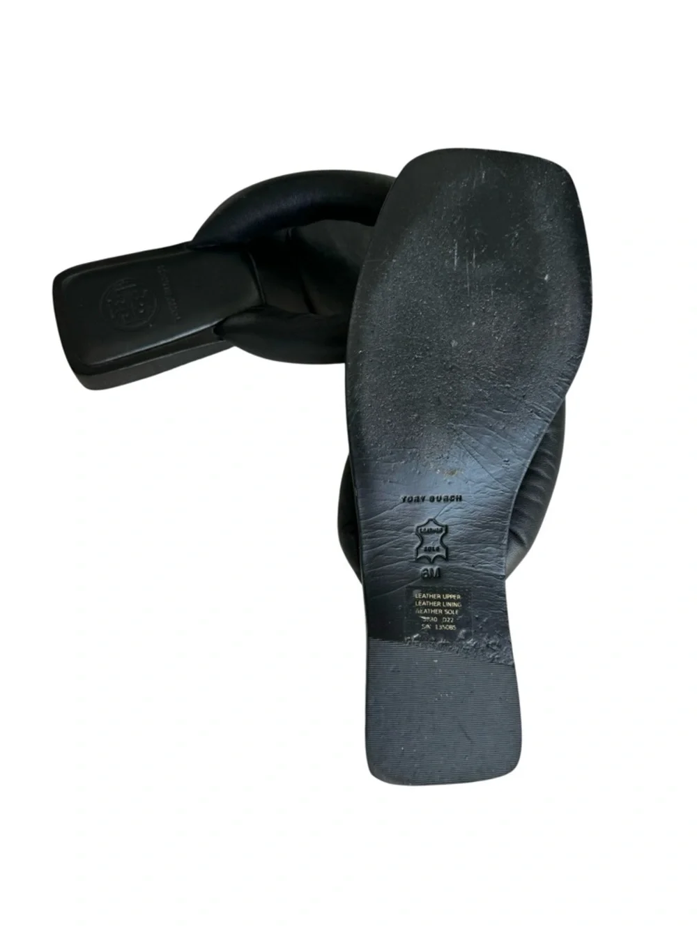 Tory Burch Puffy Strap Thong Sandal Black Leather